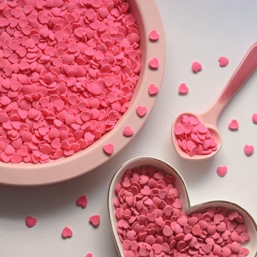 情人节 粉红玫红爱心心形糖片糖珠 520杯子蛋糕生日告白甜品装饰