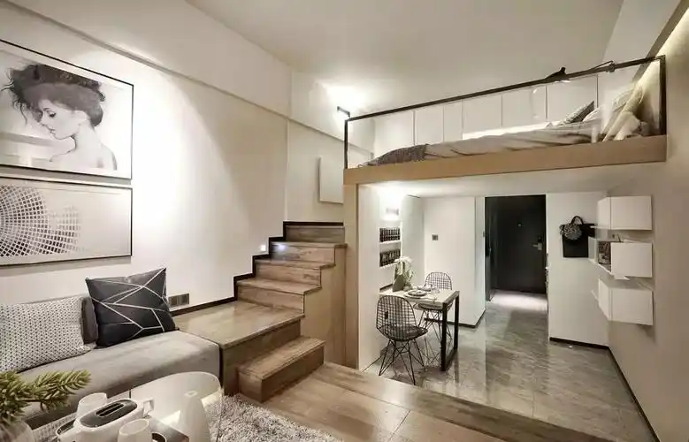 简约风loft单身公寓素雅色彩搭配让空间更温馨舒适