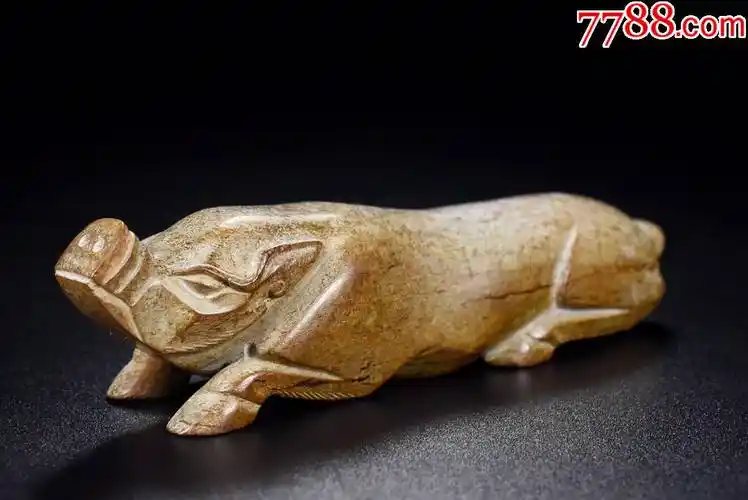 和田玉汉代握猪一对