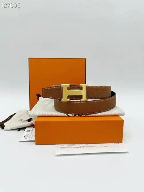 22年10月票75爱马仕hermes 黑色/色金棕  双面 拉丝金扣男士腰带