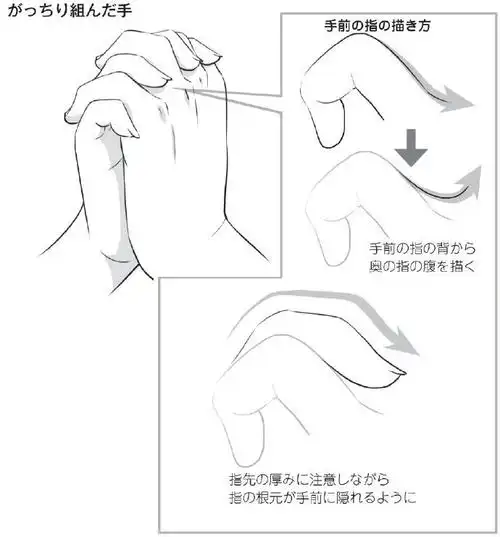 绘画参考#十指相交的手部参考