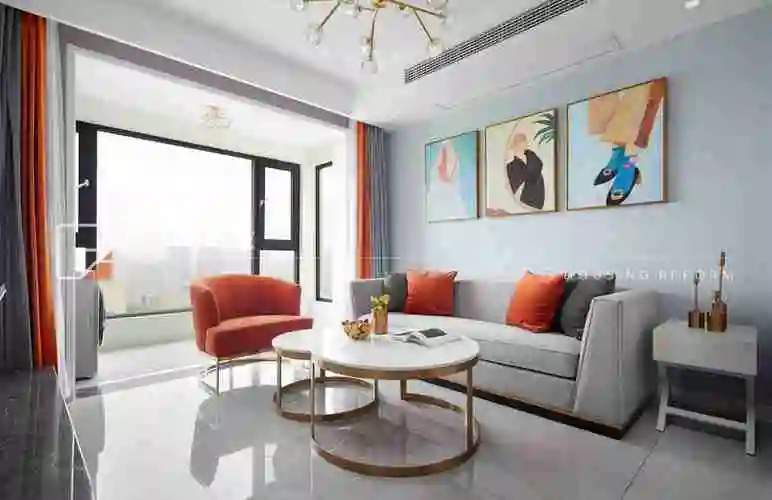 现代简约广益博苑80平两室两厅装修实景效果图