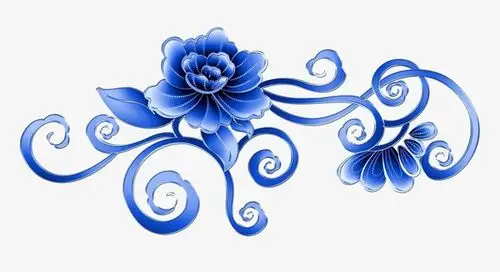 蓝色花边