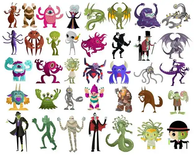 影视怪兽动漫矢量图图片