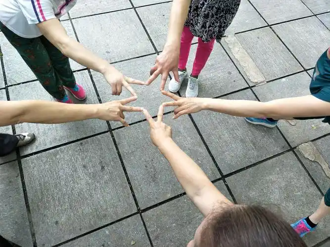 五人手指拼五星,五星红旗飘心中.