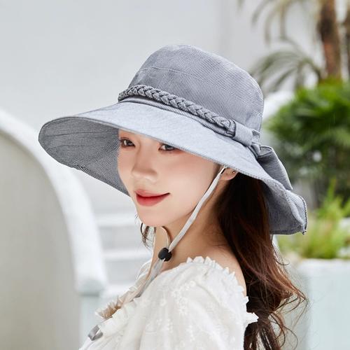 遮阳防晒帽子女户外遮脸太阳帽可折叠洋气时尚大帽檐渔夫帽女夏季