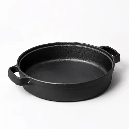 巧阁 铸铁平底锅加厚煎锅无涂层不粘锅家用煎饼锅烙饼锅多用炖锅