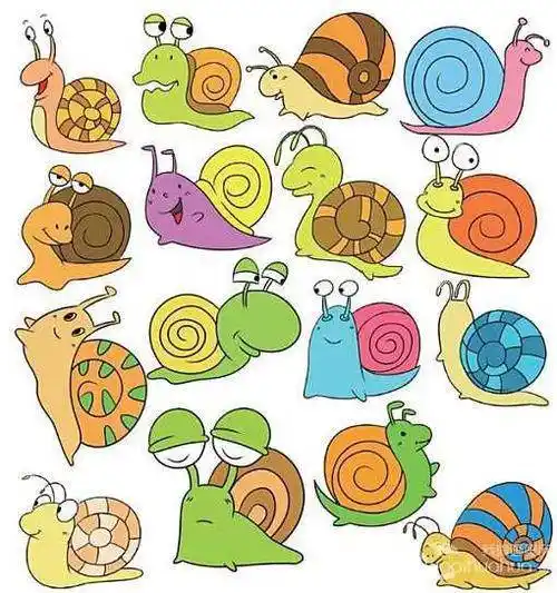 蜗牛简笔画图(第1页)幼儿卡通动物蜗牛简笔画教程,1分钟学会画可爱小