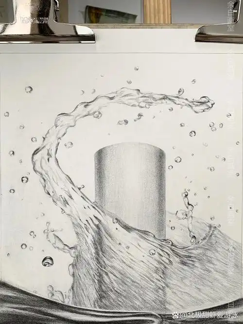 飞溅的水花素描水滴静物素描