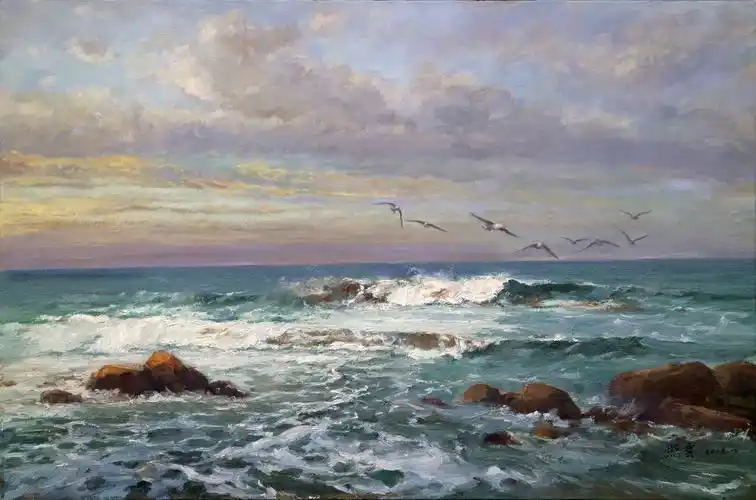 兴趣 绘画 海的乐章——张照云海岸线油画作品赏析(之一)   大海是