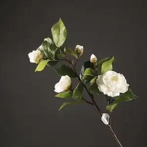 仿真花茶花 客厅室内卧室绢花假花卉装饰工艺品摆件摆设