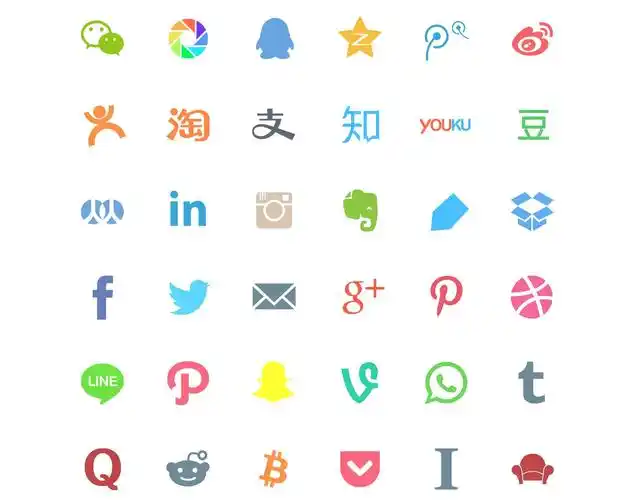 知名社交网络图标矢量素材,36个社交网络图标_北极熊素材库