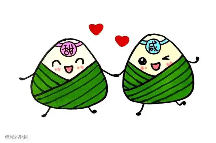 端午节可爱的粽子简笔画甜粽子咸粽子你喜欢哪种口味呢