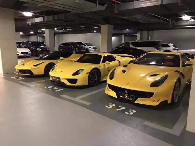上海第1豪车库,张翰的拉法就停这,柱子和墙壁都贴瓷砖