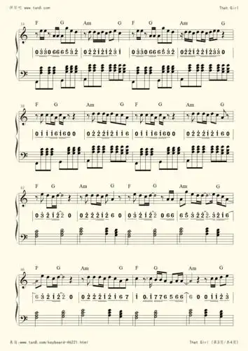 《that girl 》,olly murs(奥利·莫尔斯)(五线谱 电子琴谱)-弹琴吧