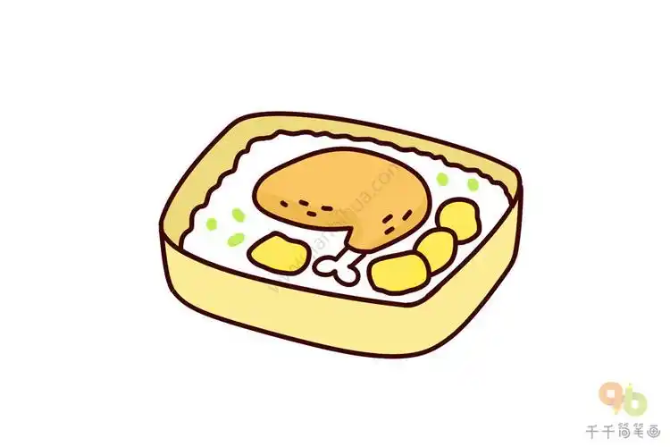 美食篇妈妈的爱心便当简笔画