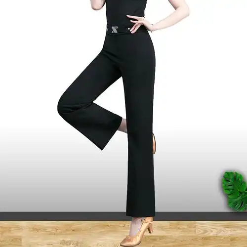 现代摩登舞裤女士交谊舞裤修身显瘦拉丁舞蹈练功裤国标广场舞裤子