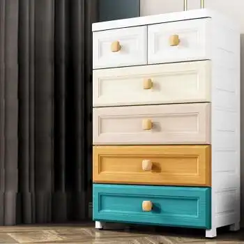 郎班抽屉式收纳柜带轮储物柜整理箱盒56宽塑料玩具多层柜子床头柜gk1