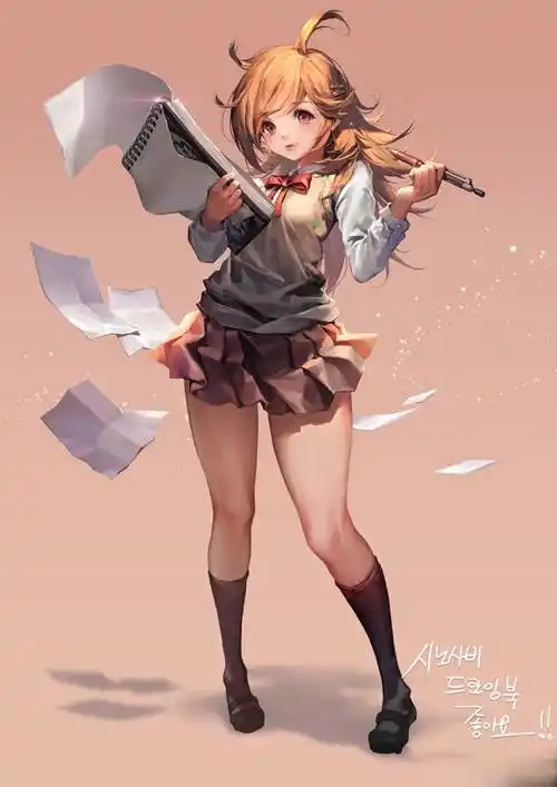 又萌又飒的韩系厚涂美少女插画,眼神灵动美艳_作品_caesty_色彩