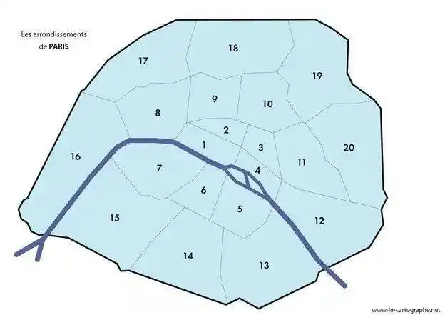 巴黎20个区行政地图08 le-cartographe.
