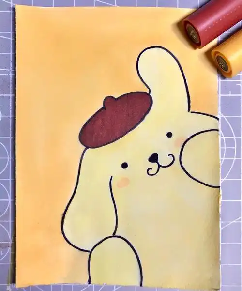 三丽欧布丁狗马克笔手绘儿童简笔画素材教程