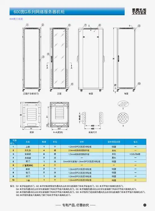 图腾gs系列网络服务器机柜 前玻璃后网孔门_网络服务器机柜_臻荣通讯