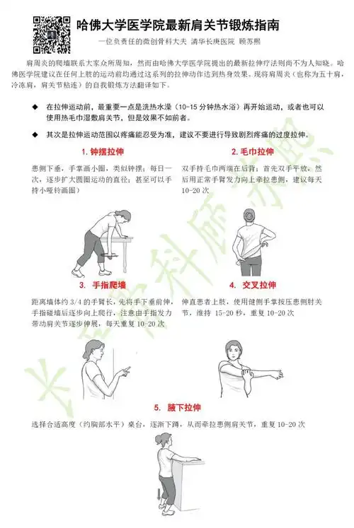 哈佛大学医学院肩关节锻炼指南 一张图学会肩周炎锻炼