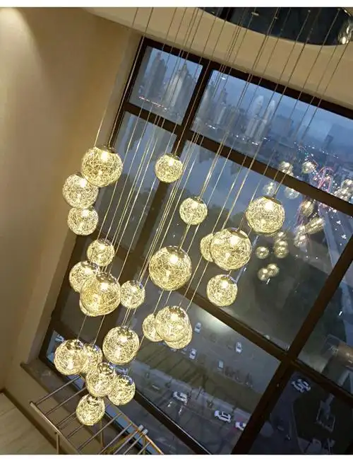 美式楼梯吊灯复式楼客厅灯中空楼梯间楼道吊灯别墅楼梯灯长吊灯