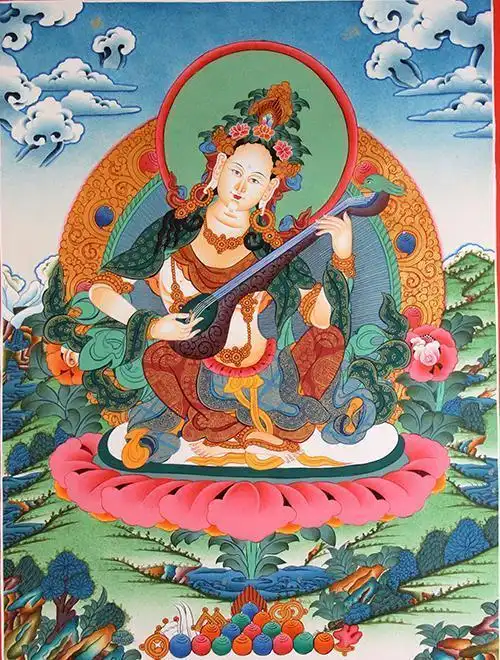 妙音天女:也称"妙音天女",妙音佛母为事密部本尊,是一位示现女相的