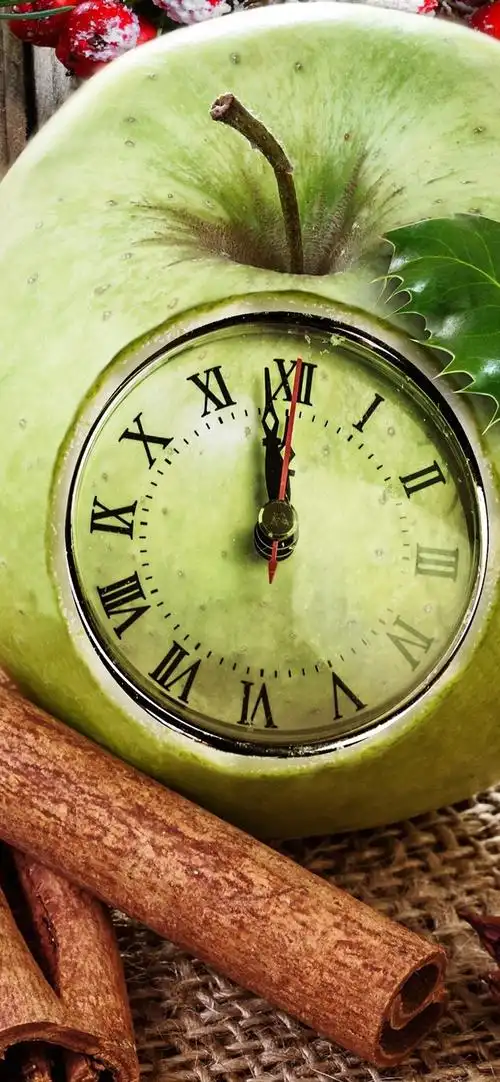 green apple clock, cinnamon, star anise 1080x1920 iphone 8/7/6