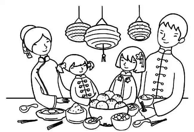 团圆简笔画新年春节团圆简笔画图片