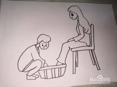 在家里我会做的事情简笔画重阳节帮奶奶洗脚简笔画幼儿园宝宝给妈妈