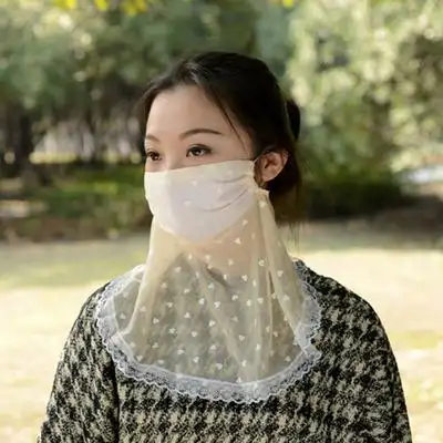 春夏季薄护颈透气防尘口罩女骑行防尘防晒防紫外线纱布口罩纯棉