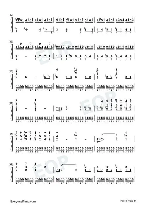 月光奏鸣曲第三乐章双手简谱预览6