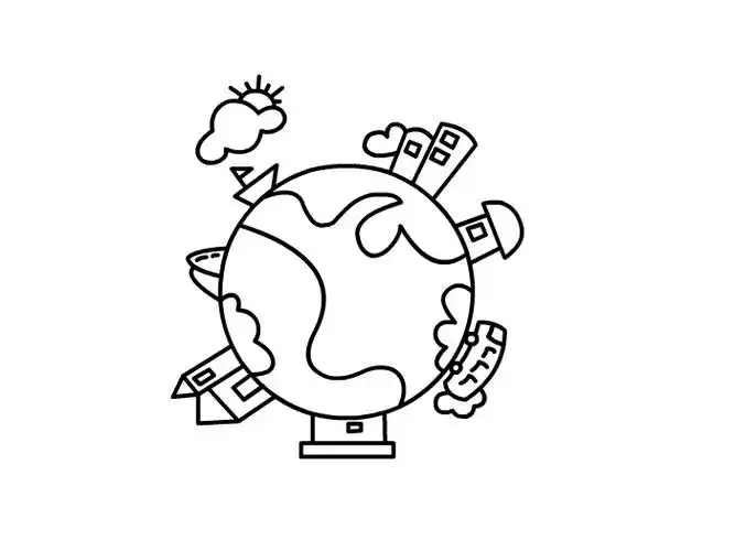 地球怎么画简笔画