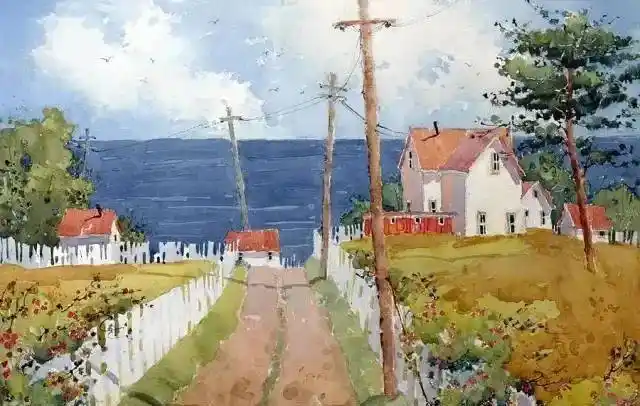 【水彩欣赏】带你去逛童话镇,童话般的水彩风景画