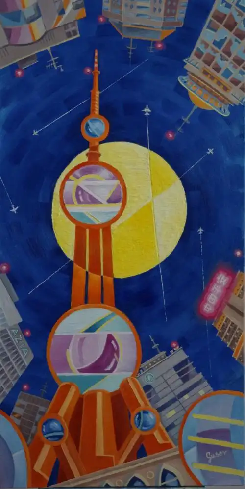 《东方明珠》(the oriental pearl) br>nikita gusev, 布面油画,80cm