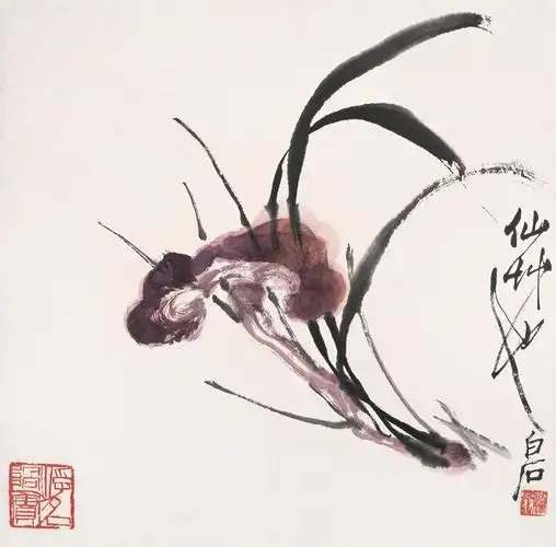 0352 灵芝 镜心 纸本