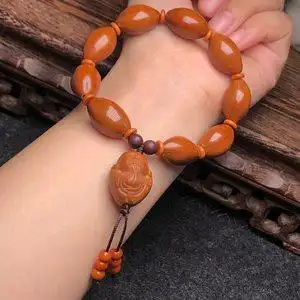 正圆橄榄手串男款盘玩纯天然橄榄核雕刻文玩手持单圈真品佛珠盘玩