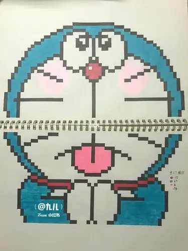 像素画网格画哆啦a梦3