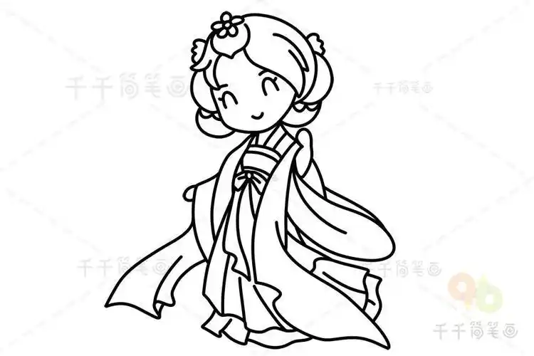 简笔画古装怀孕女孩集