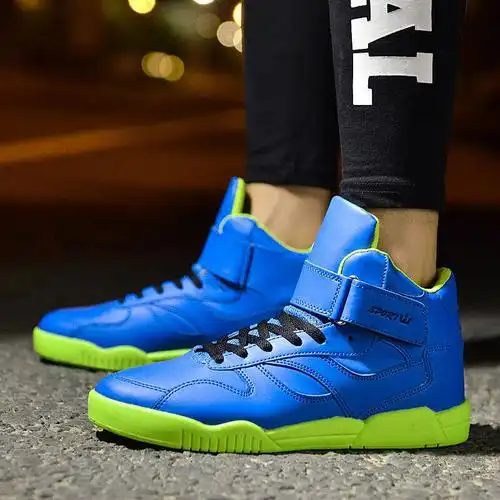 2015秋冬季高帮鞋男鞋子韩版高邦板鞋潮流贾斯丁比伯男休闲潮鞋 蓝色