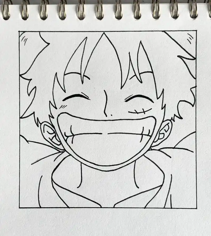 手绘|海贼王·路飞 附过程   ——— 边框:12x12cm 谁会不喜欢路飞