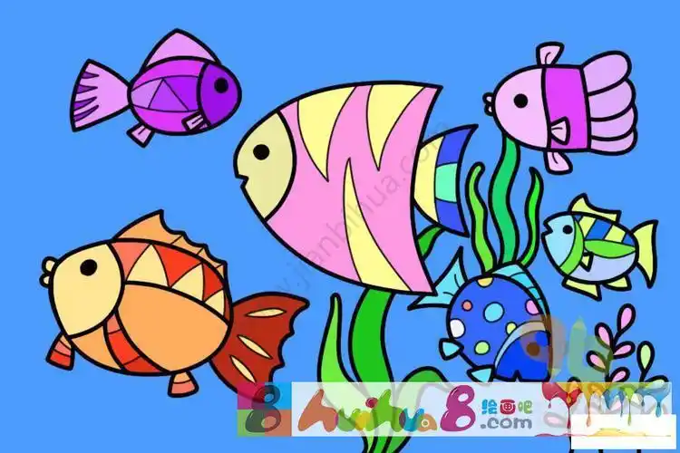 简笔画海洋海底世界简笔画带颜色画一彩色简单海底世界简笔画怎么画