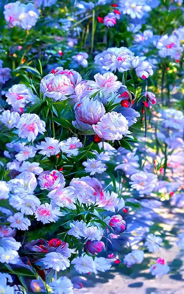 凡人花草,图文.紫色的牡丹花丛,清心,淡雅脱俗.#ai绘画# - 抖音