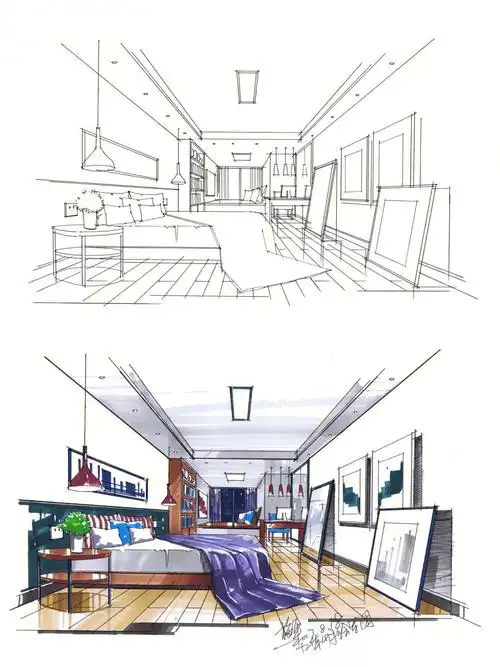 室内设计手绘卧室空间案例步骤图221103