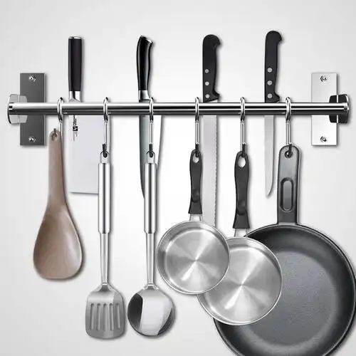 厨房锅架,einfagood厨房挂钩架6个带刀架和锅盖架的挂钩,不锈钢双管可