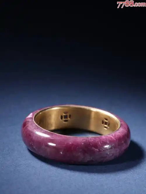 红宝石包金扁条手镯