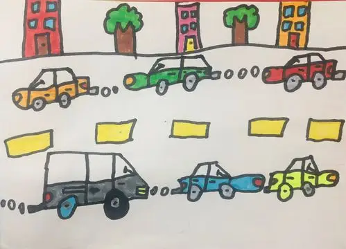 其它 《繁忙的大街》 写美篇  让孩子把日常观察街上的忙碌的样子画