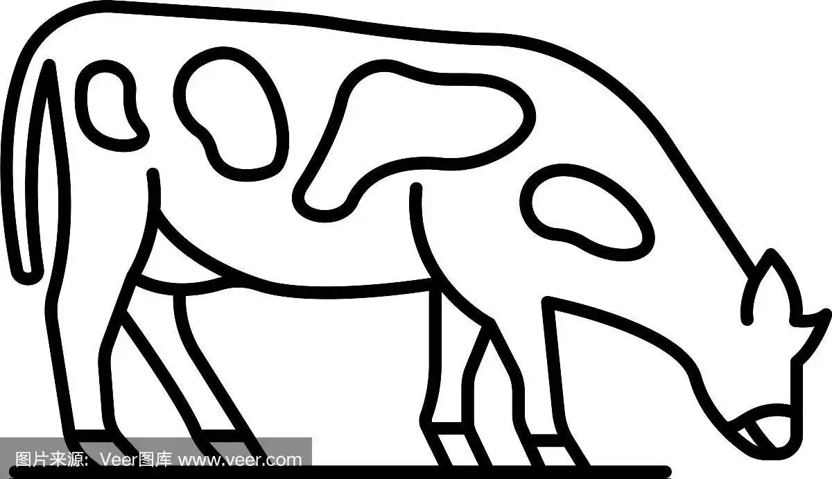 牛吃草的图标轮廓风格